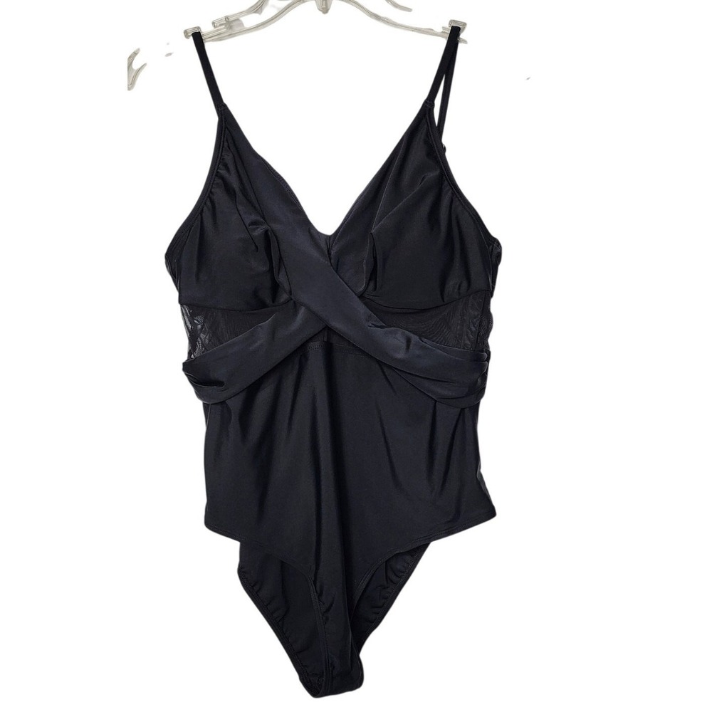 Cupshe Black Mesh Criss Cross One Piece Swimsuit Lare NWT beachy